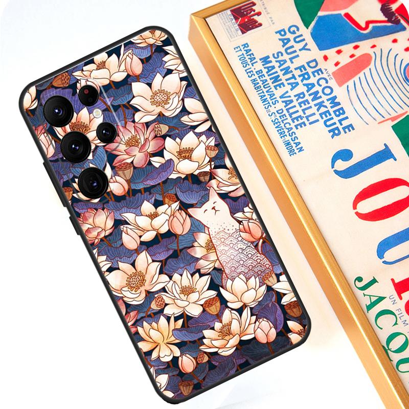 Lotus Flower Case For Samsung Galaxy S24 S23 S22 S21 Ultra Note 20 S20 FE S8 S9 S10 Note 10 Plus Cover