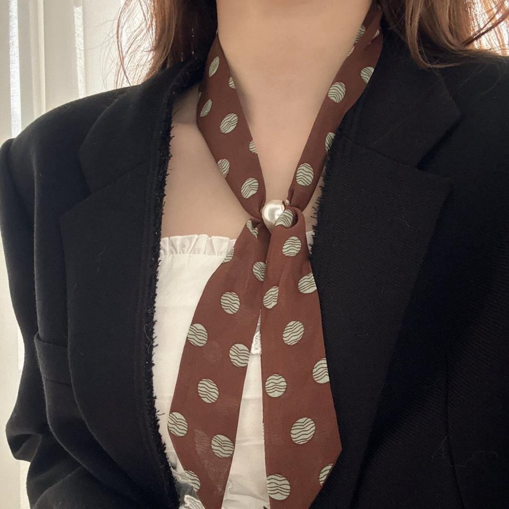 Korean polka dot silk scarf neck high-end long headband women's necklace adjustable scarf accessories new
