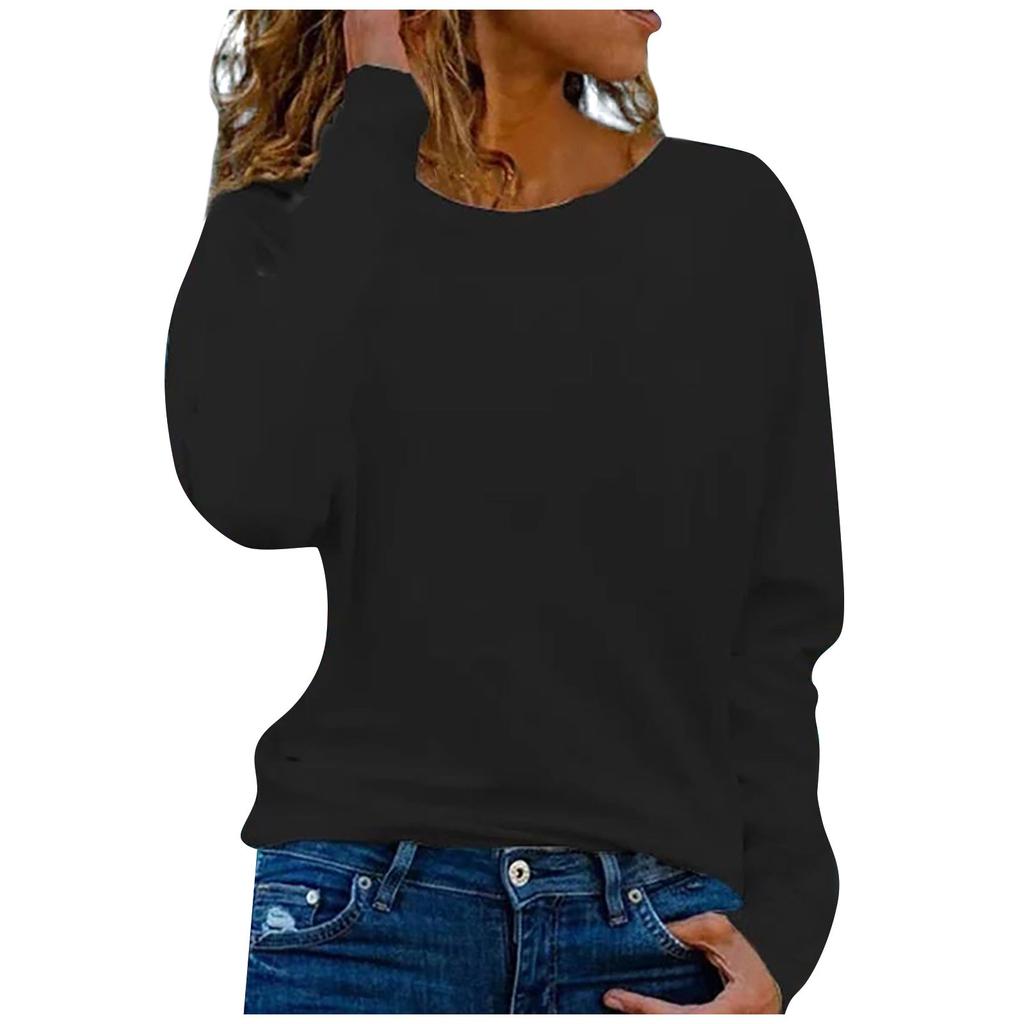 Women's Long Sleeve Shirts Lightweight Round Neck Button Down Tops Bottoming Shirts