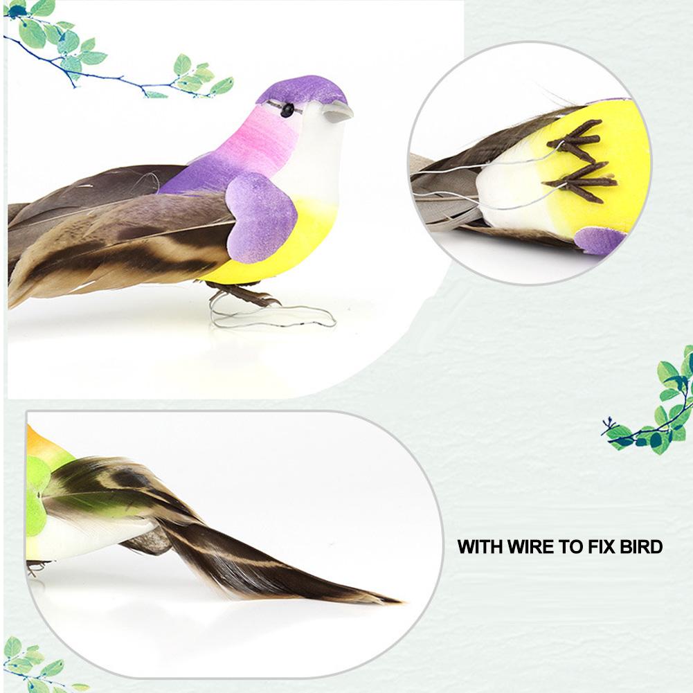 12Pcs Beautiful Colorful Simulation Foam Bird Decor Garden Plants Decoration Ornament