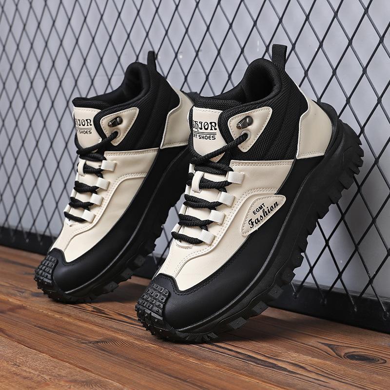 Fashion Men's British Retro Work Boots Waterproof High Top Hiking Shoes Slip-Resistant Big Size 47 48 Outdoor Hunting Boots for Autumn
