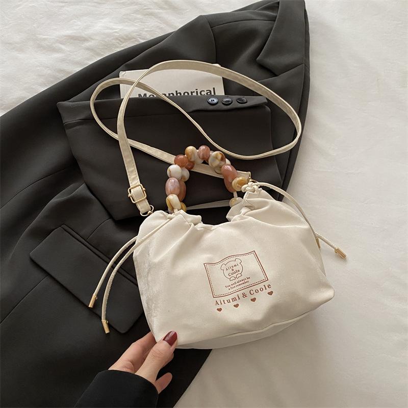 Summer dumpling bag women's new trend versatile fashion beaded handbag casual texture messenger bag