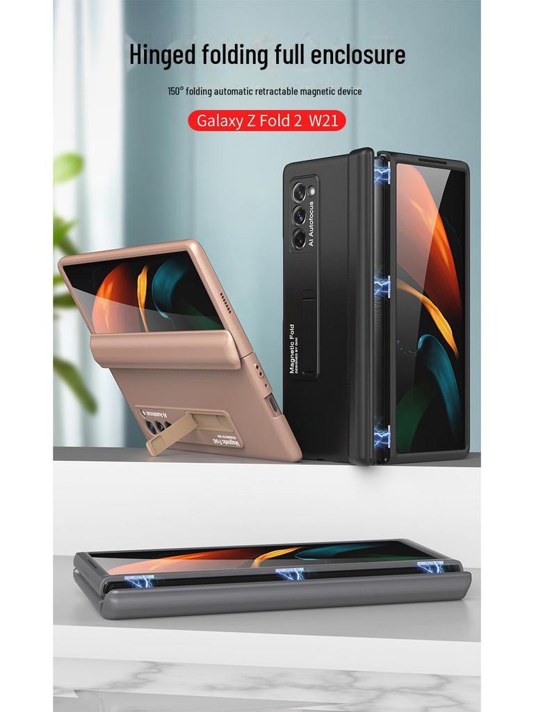 Prémiový magnetický kryt na pant pro Samsung Fold2 - Kreativní kryt skládacího displeje proti pádu se stojánkem