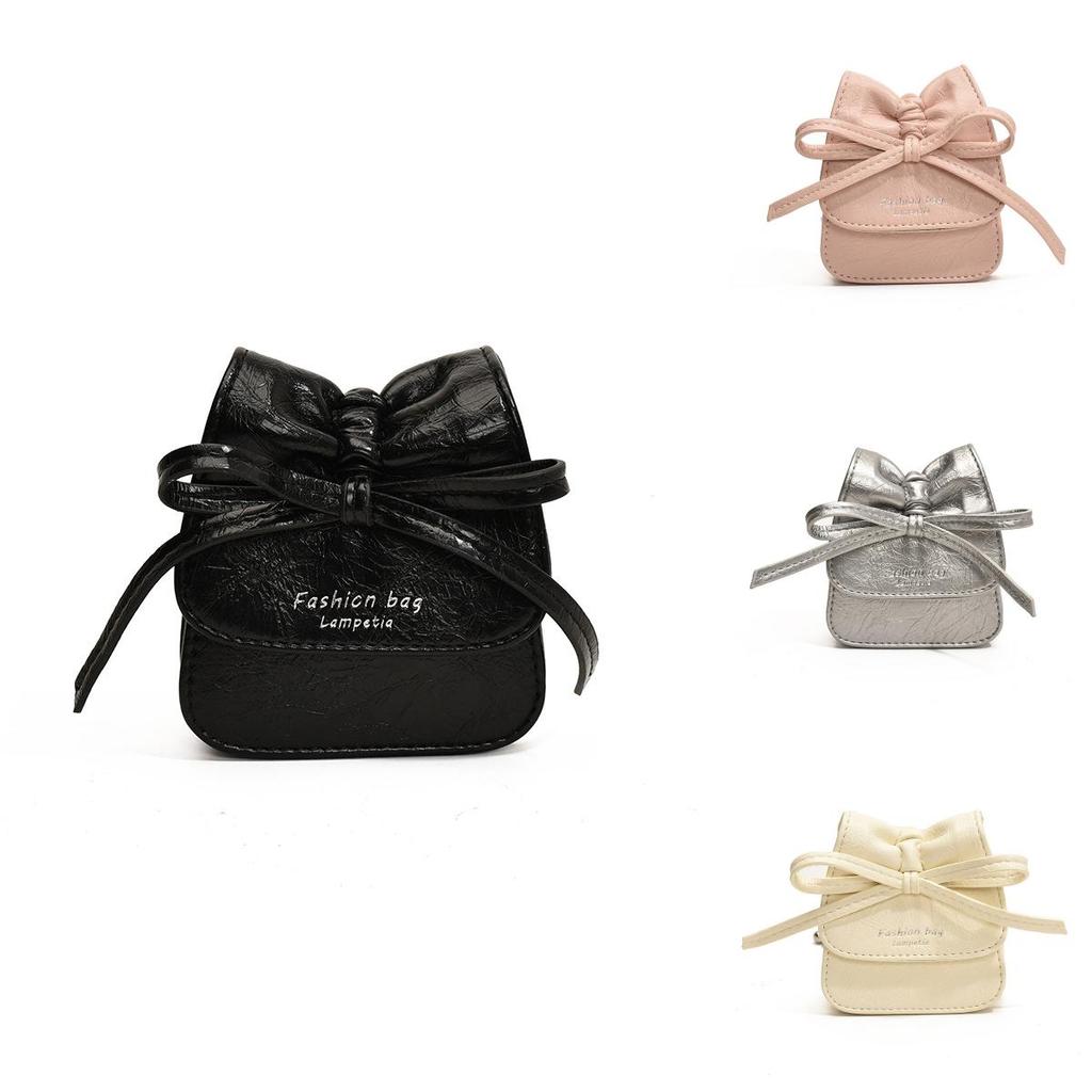 Girls Cartoon Butterfly Knot Pu Children Crossbody Shoulder Bag For Daily Use