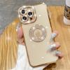 For iPhone 16 Pro Max Luxury Glitter Rhinestone Plating Frame Phone Case For iPhone 11 12 13 14 15 16 Plus Diamond Lens Cover