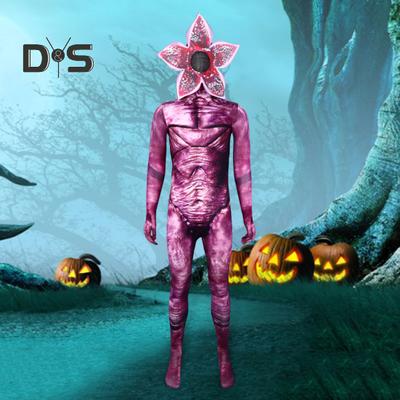 Halloween Cosplay Jumpsuit with Hood Slim Fit Corpse Flower Shape Zipper Closure Long Sleeves Photo Prop Performance Party Carnival Costume