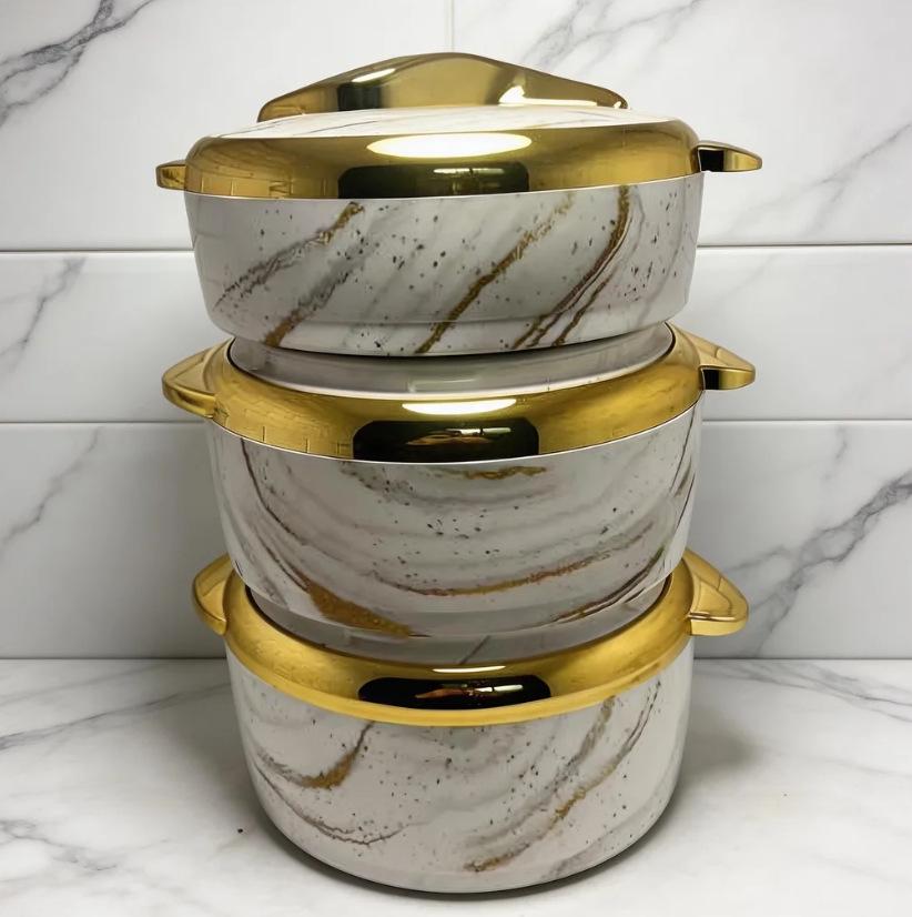 3-Piece Round Insulated Food Warmer Set (1500ML, 2000ML, 2500ML) for Africa Market