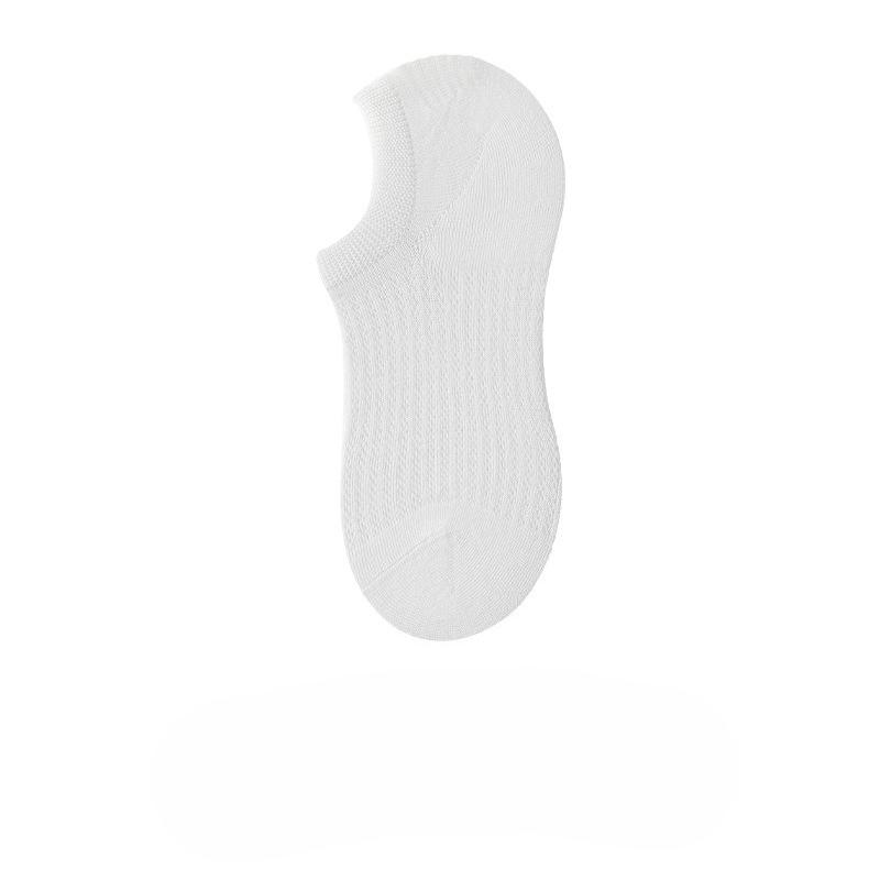 Women's Cotton Breathable Shallow-mouthed Short Socks Without Heel Separation, with Perforated Patterns and Invisible Stitching, Plain-colored Socks