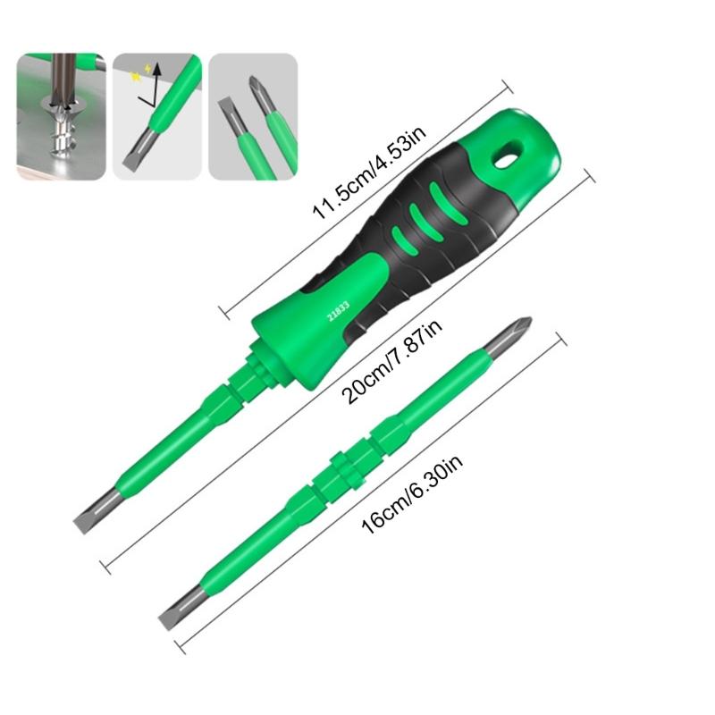 Heavy Duty Double Ended Magnetic Screwdriver Heavy Duty Double Tip Design High Torque for Mechanics Electrical Repairs
