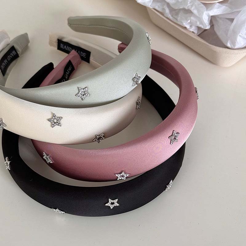 Koreanische Glitzernde Kristallstern Schwamm Stirnbänder Für Frauen Mädchen Vintage Elastischer Haarreifen Haarband Haarschmuck Kopfschmuck