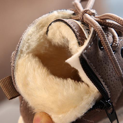 TWINFLAMES Dětské volnočasové boty podzim/zima martinky chlapecké boty módní kožené měkké protiskluzové dívčí boty 21-30 sportovní běžecké boty teplé sněhule