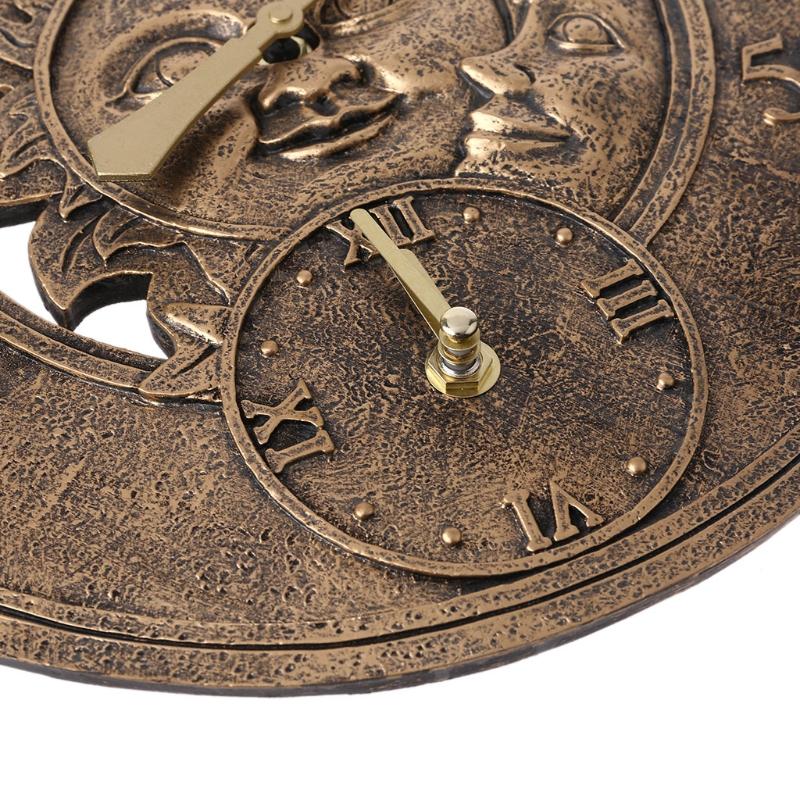 Garden Thermometer Clock 12 '' Outdoor for Creative Retro Waterproof Resin Wall Clock for Creative for w/thermometer