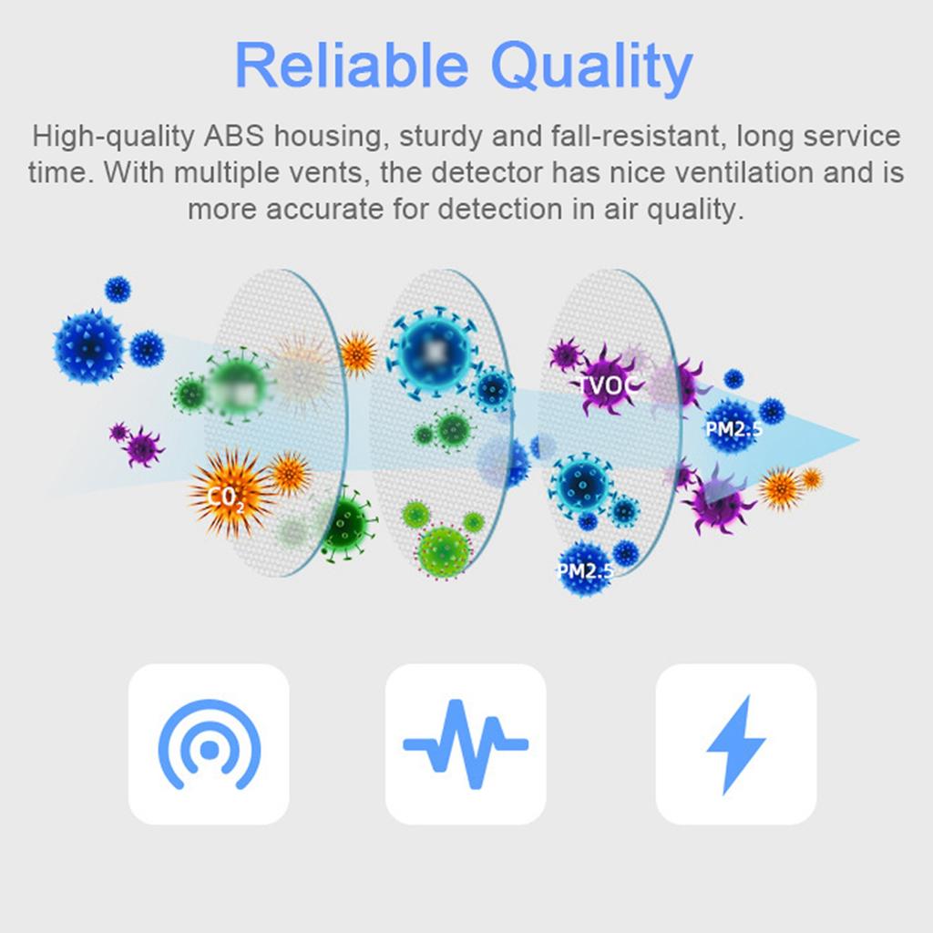 Tuya WiFi Intelligenter Luftqualitätsmonitor 6 in 1 Luft-Haushälter PM2.5 Formaldehyd VOC CO2 Temperatur Luftfeuchtigkeit