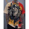 Mode Löwe 3D Gedrucktes Herren T-Shirt Lässiges schnelltrocknendes T-Shirt Tier Muster Oberteil Kurzarm Übergröße Herrenkleidung Streetwear
