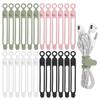 24Pcs Silicone Cable Ties for Bundling Earphone, Phone Charger, Computer Cords, Reusable Cord Organizer Cable Management 6 Color