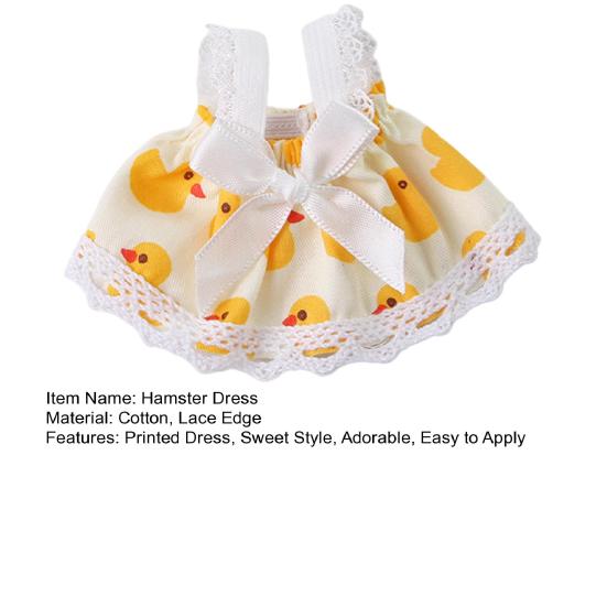 Pet Printed Dress Lace Trim Vest Dress Summer Dress with Bow Pet Clothes for Hamster Guinea Pig Outing Dress-up