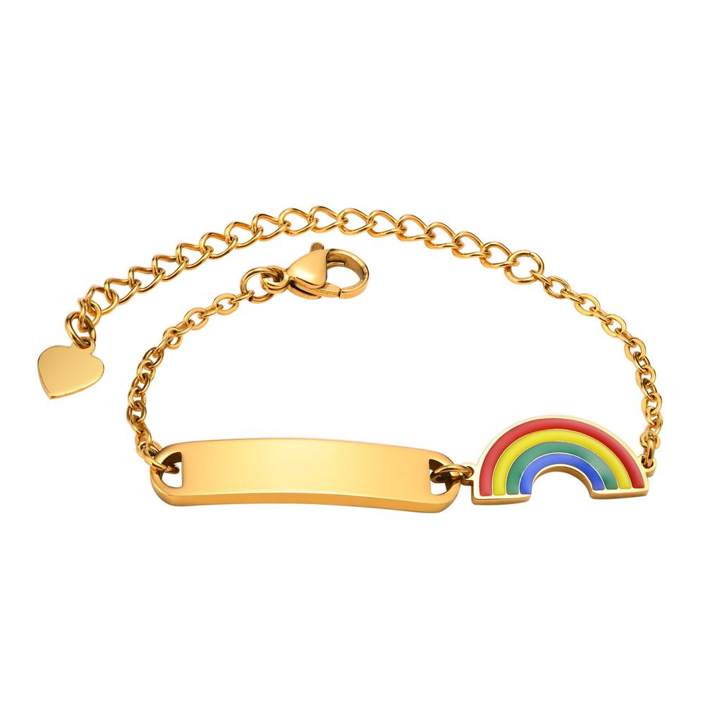 Free Engraving Name Bracelet for Little Girl Boy , Cute Flower Stainless Steel Chain Adjustble, Personalized Gift Birthday