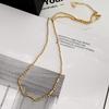 Gold-Plated Titanium Steel Round Beads Fine Chain Choker Necklace – Korean Collarbone Cold Style for Women