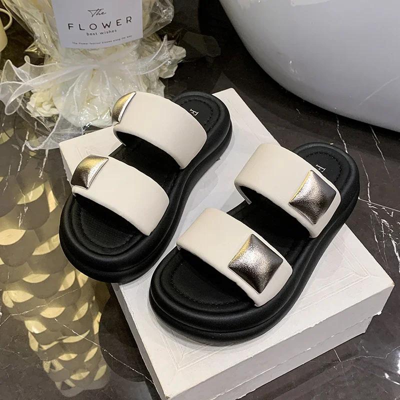 

Fashion Platform Slippers Women s Wear Fashion Style Increase Sandals Casual Everything Muffin Beach Thick Shoes Wedge Slides High Heels 35