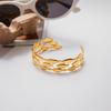 Goldenes Edelstahl Drei-Schicht-Fisch-Offen-Armreif Bangle 18K Gold PVD-beschichtet Statement Wasserdicht Handgelenkschmuck Bijoux
