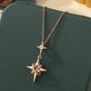 Simple Zircon Cross Star Titanium Steel Necklace For Women Elegant Versatile Collarbone Chain Jewelry