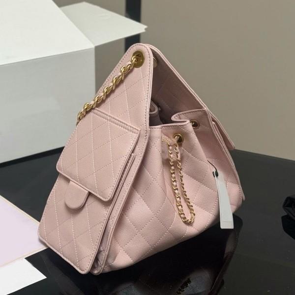 25C New Hobo Stray Bag Black Gold Buckle Rhombus Lychee Pattern Cowhide Portable Shoulder Messenger Locomotive Bag