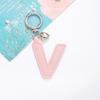 Colorful PU Leather Keychain with Peach Heart and 26 English Letter Charms