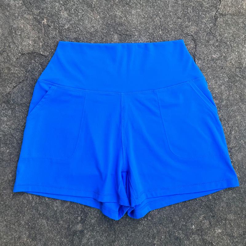 

Женские шорты для йоги с высокой талией и эффектом «нюдовой кожи» с карманами - Подтягивающие бедра, для повседневной носки и фитнеса Extra Large электрический синий