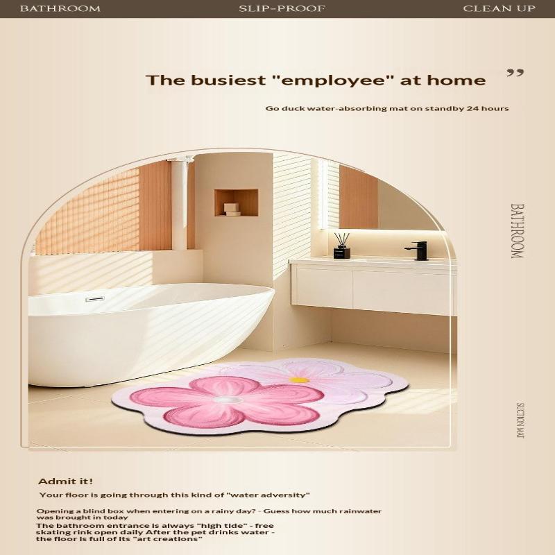 Flower Shaped Bath Mat Bathroom Super Absorbent Foot Mats Non-Slip Quick Dry Shower Pad Toilet Carpet Doormat Washable