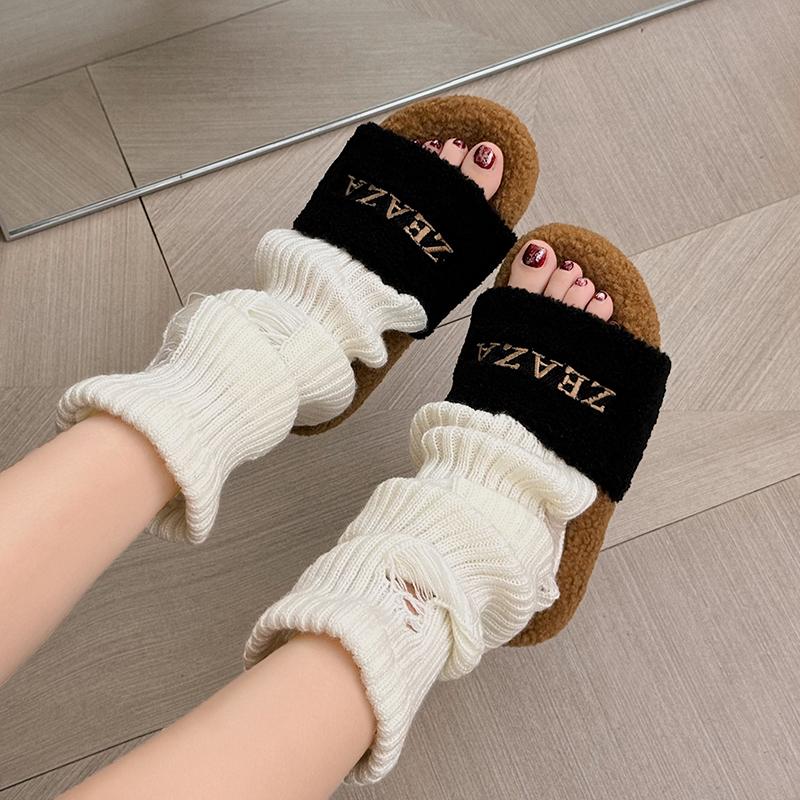 Fashion Flocked Flat Shoes for Women Adult Plush Slippers Luxurious Thick Sole Soft  Designer Fashionable and Comfortable Women's Shoes