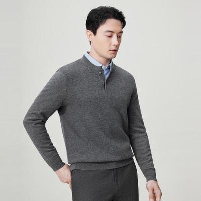 EMZ Men's Business Casual Stand Collar Wool Sweater