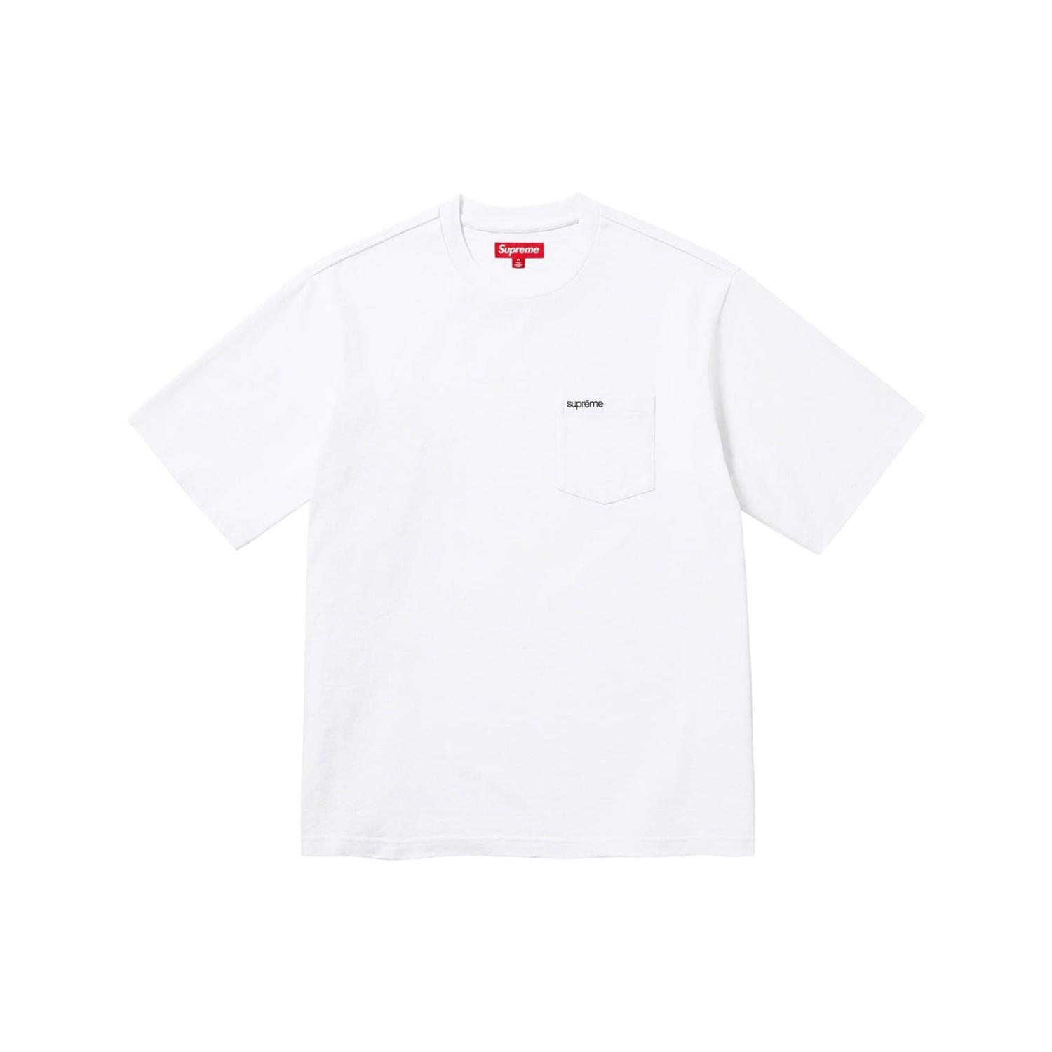 Supreme īsgainu T-krekls ar kabatu `Balts`