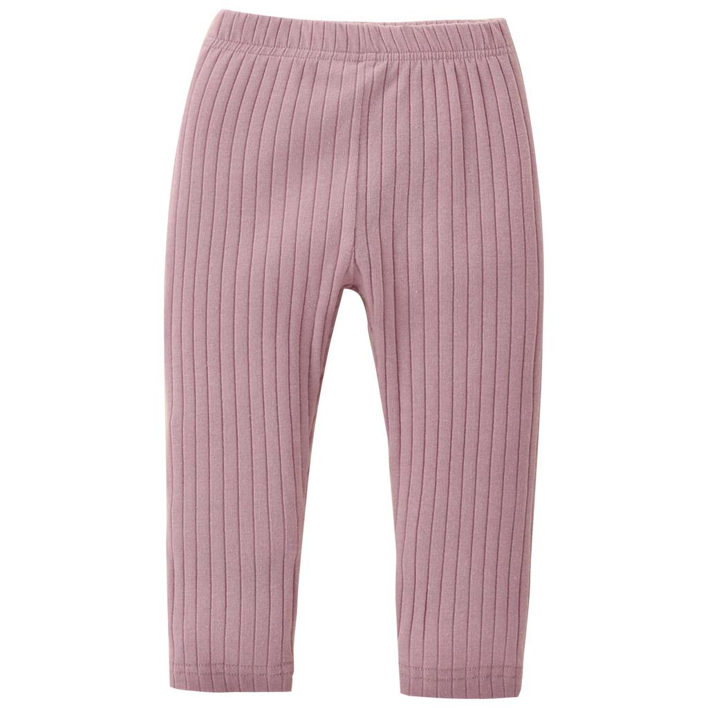 Infant & Toddler Ribbed Leggings: Elastic Slim Fit for Spring & Autumn - Solid Colors