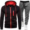 / New Men's Casual Sports Cardigan Hooded Sweatshirt Set