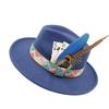 Men's Feathered Jazz Wool Panama Hat, European and American Style Wide-brimmed Party Hat, Fashion Accessory