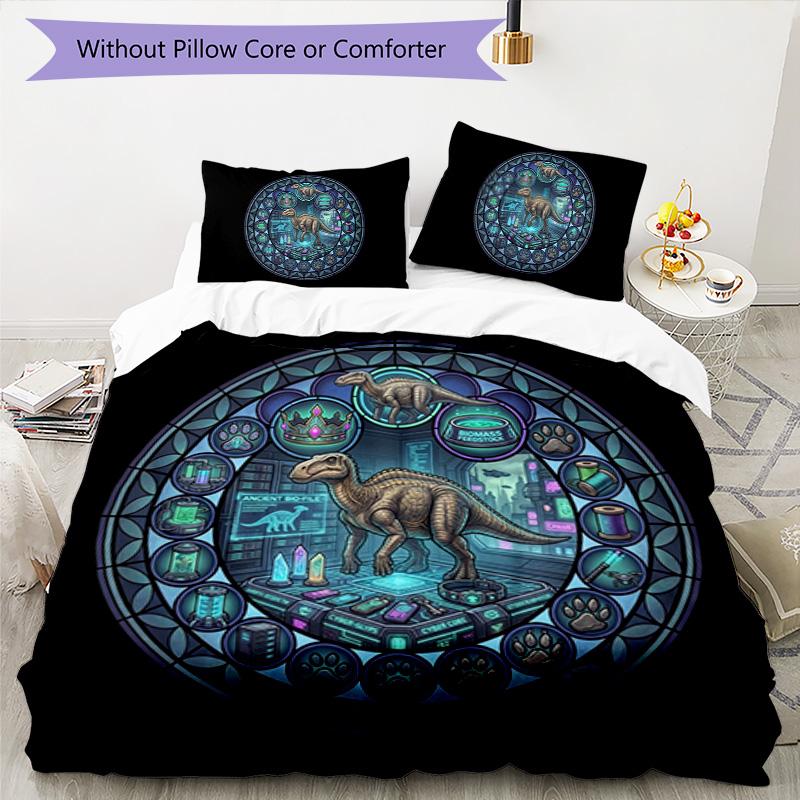 CyberDinosaur Laboratory Pattern Bedding,Quilt Set Quilt Cover Pillowcase Home Birthday Gift (1 * Duvet Cover + 2 * Pillowcase, Without Core)