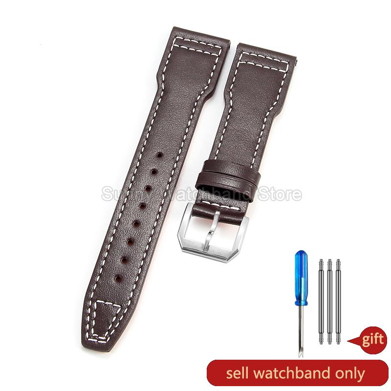 Coffee Black 20 21 22mm for IWC Portofino Le Petit Prince Portugieser Cowhide Watch Band Special Interface Needle Buckle Durable