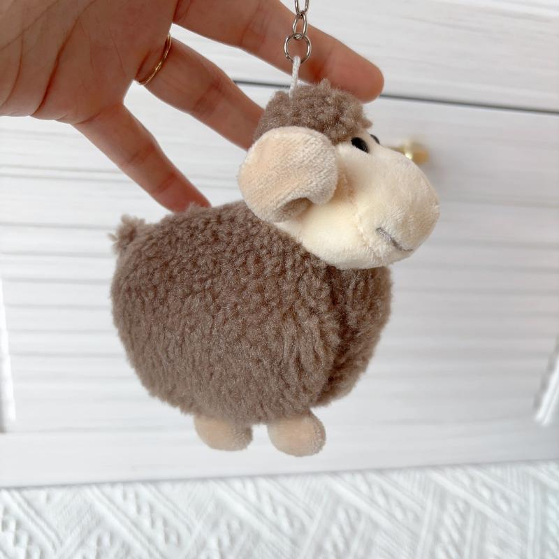 Plush Sheep Fluffy Keychain Smooth Metal Buckle Lovely Cartoon Pendant for Backpack School Bag Decor Kids Birthday Gifts
