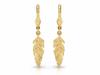 Gold Earrings 375 Original Hanging Feather 1.82g Feminine Elegant 9k