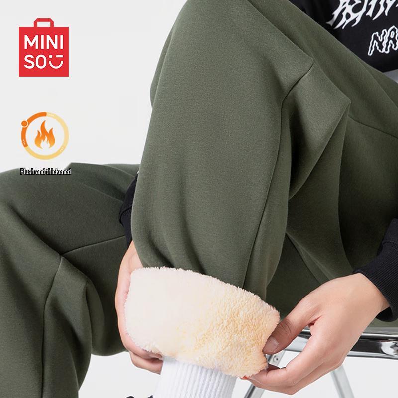 MINISO Men's Winter Lamb Fleece Lined Casual Joggers