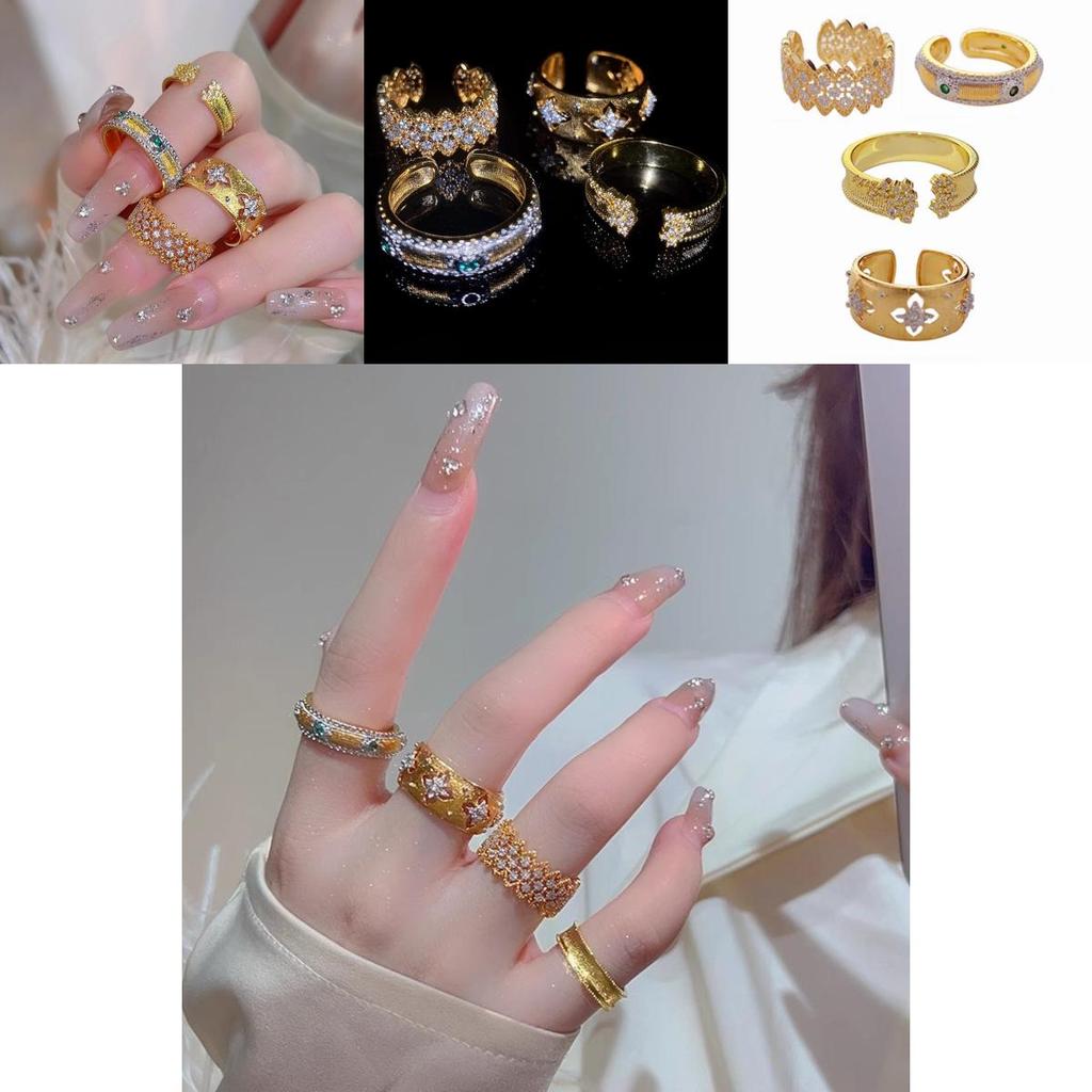 High-end Fashion Copper Ring For Women Featuring Luxurious Gold Plating And Dazzling Diamond Design