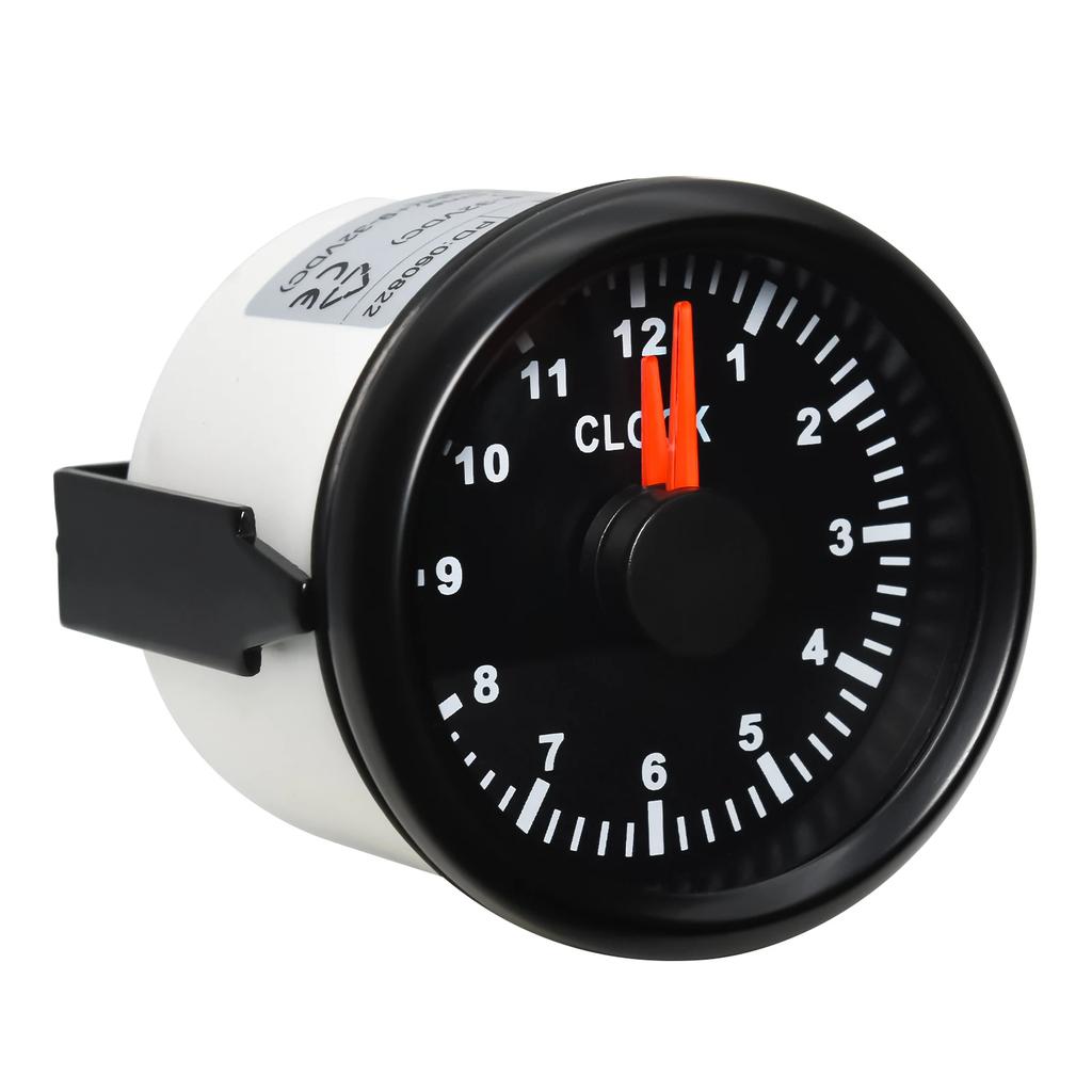 52mm Clock Gauge with Red Backlight 0-12 Hours trument 2inch Hour Meters for Car Boat Yacht Show Clock Meters 9-32V Universal