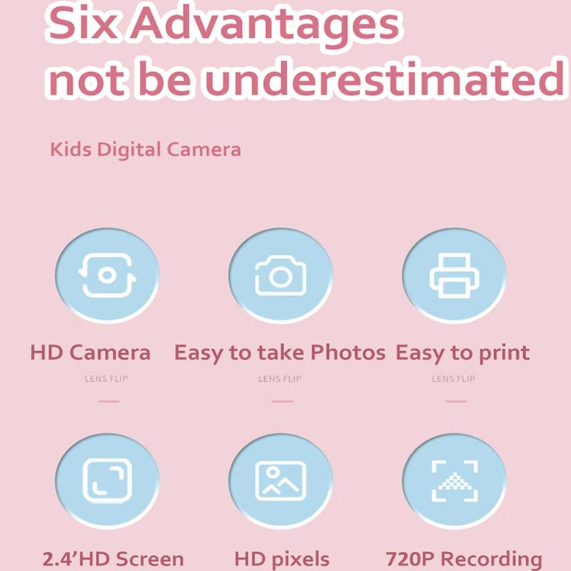 H1 Kinderkamera 4-Zoll-Bildschirm Blitz Filter MP3-Player 2,4-Zoll High-Definition IPS-Bildschirm Druck
