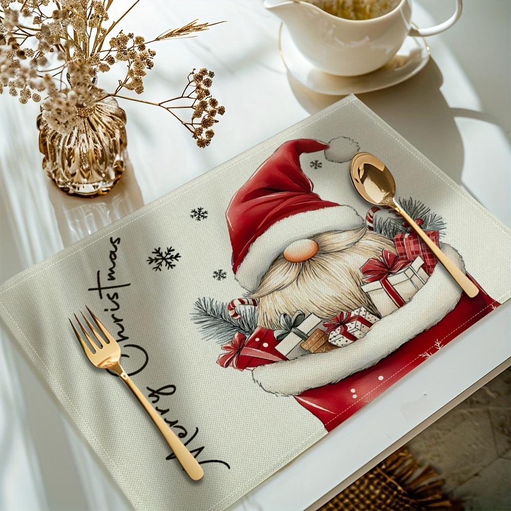 Vikama 4/6/8/10Pcs Christmas Gnome Placemats Holiday Decorative Table Mats Festive Gathering Dining Kitchen Decor Home Decor