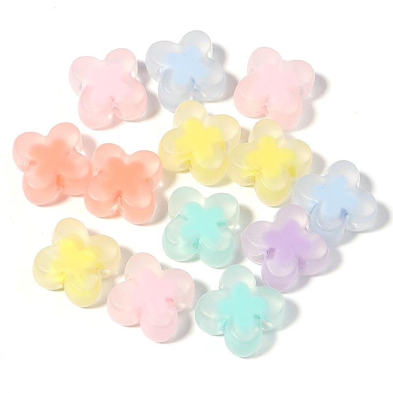 50pcs/lot Colored Acrylic Round Beads Loose Spacer Star Flower Pumpkin Bead For Girls DIY Charm Jewelry Making Bracelet Necklace