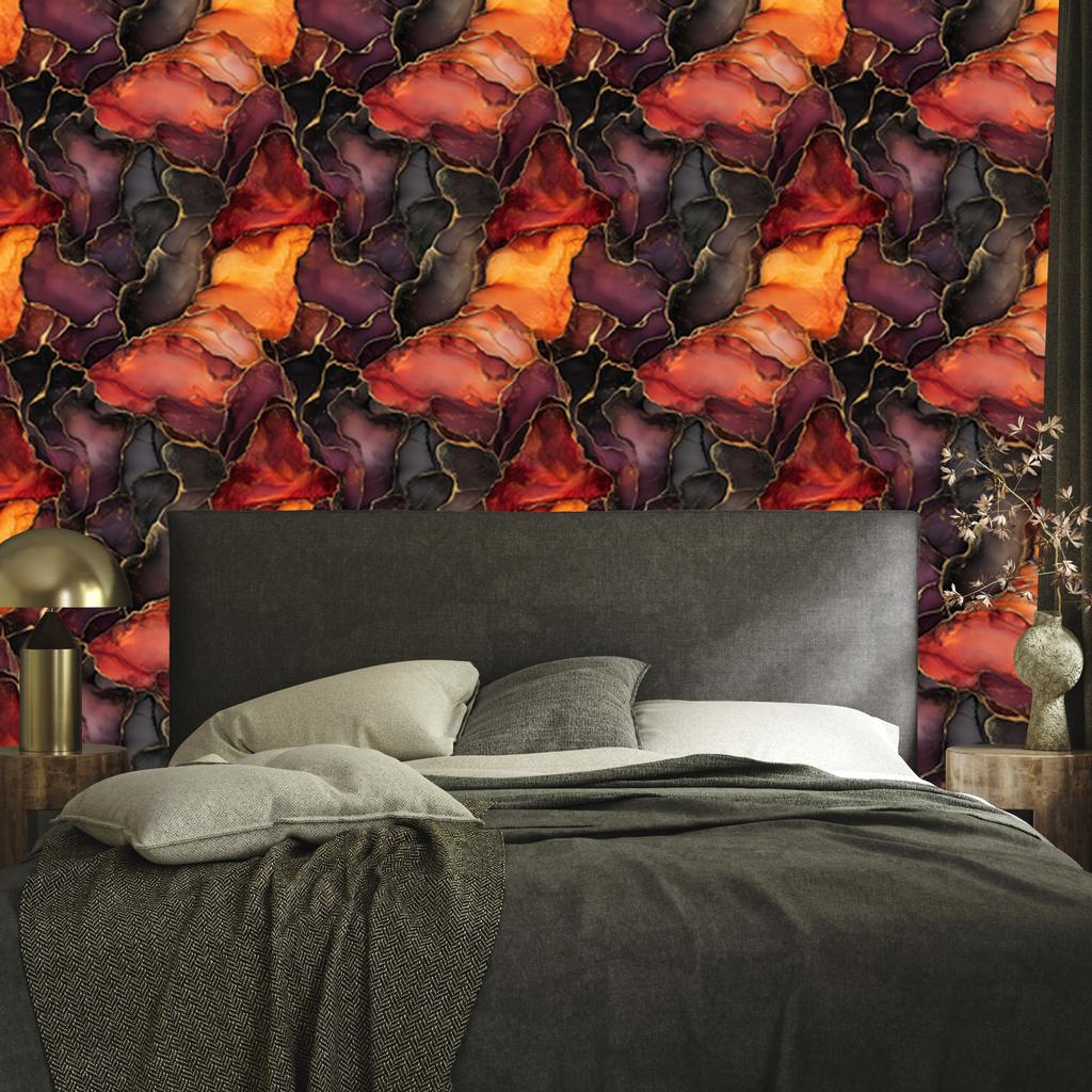 Ink Wallpaper Burgundy, Red and Rust for Living Room and Bedroom 50x1000