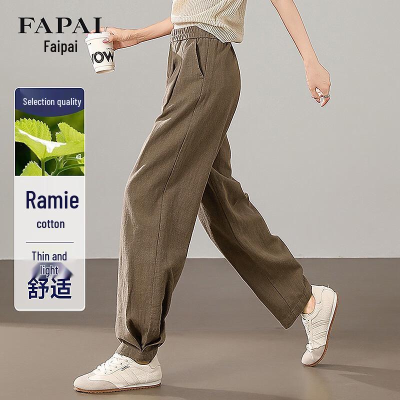 FaPai Women s Ramie Cotton Blend Loose Casual Pants M