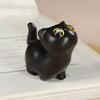 Wooden Cat Sculpture Cat Statue Decoration Handcrafted Black Cat Sculpture Rustic Mini Cartoon Figurine Cute Wooden for Home