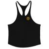 Men's Fitness Cotton Thin Strap Sleeveless T-shirt - Gold Sports Vest