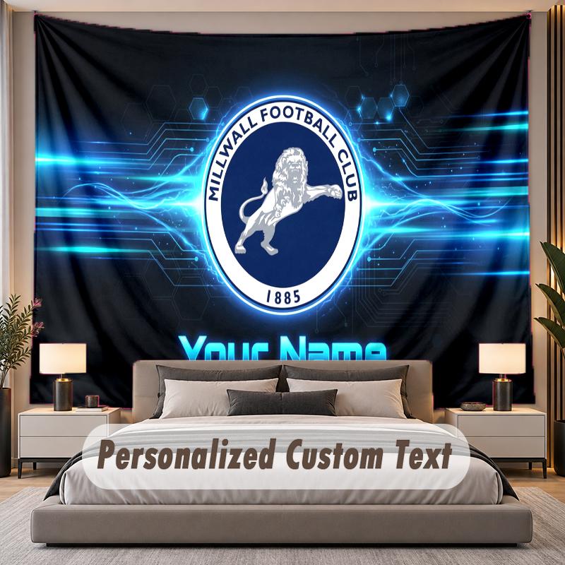 Custom Name Text Tapestry Millwall FC Personalized Polyester Wall Tapestry For Bedroom And Room